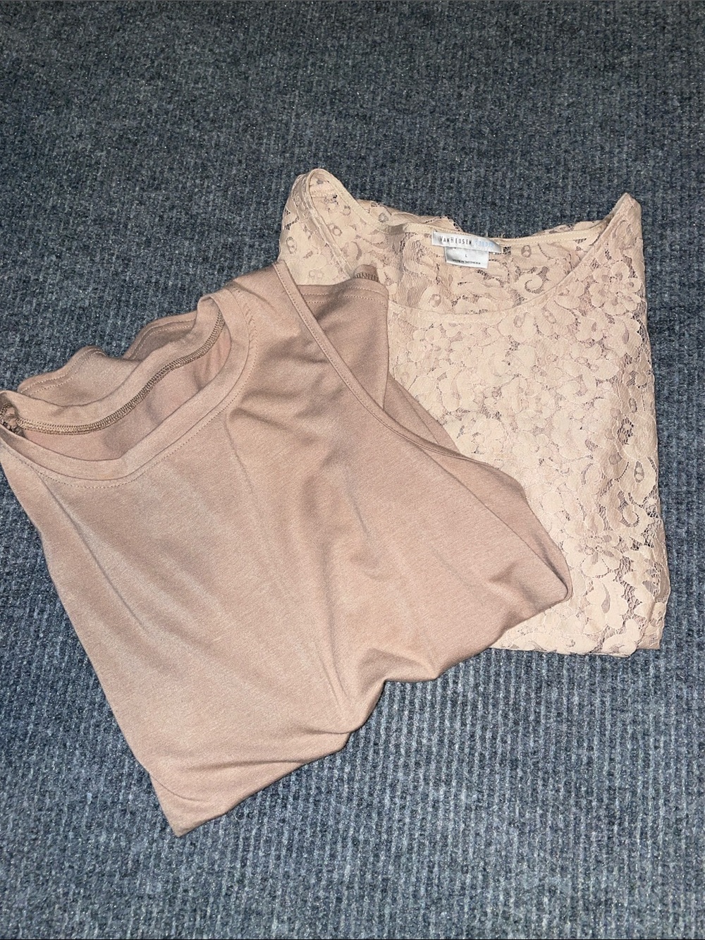 Van Heusen Studio 2 Pc Lace Layered Top Tank Set Beige Large